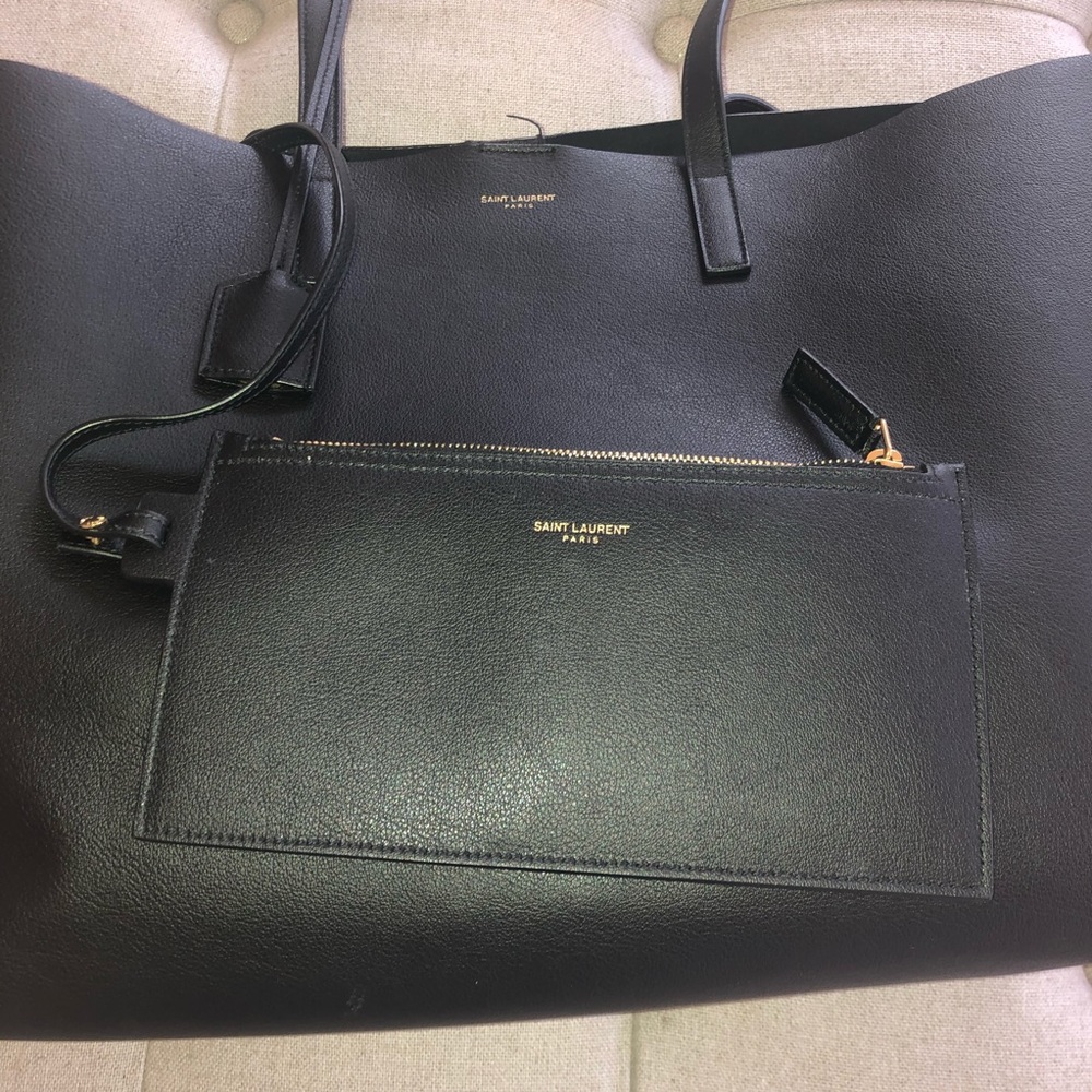 YSL Black Leather Tote